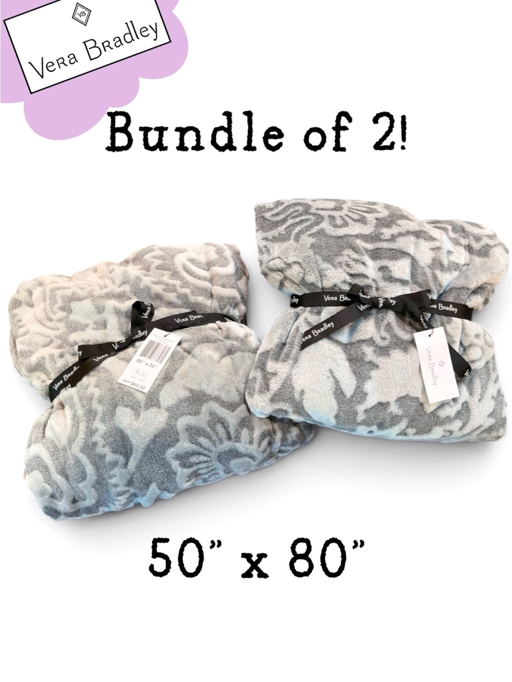 🌸Bundle of 2..Vera Bradley Throws Java Galaxy Grey